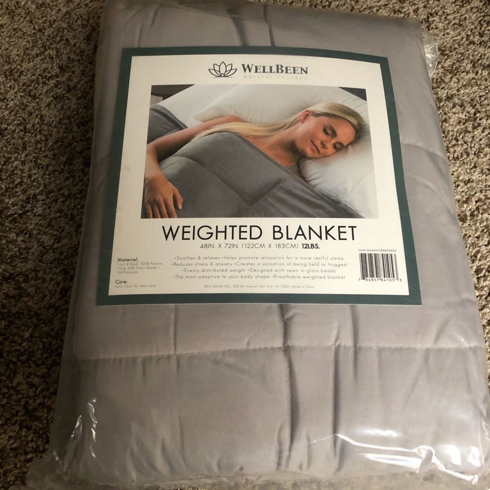 NEW WellBeen grey weighted blanket 12lbs